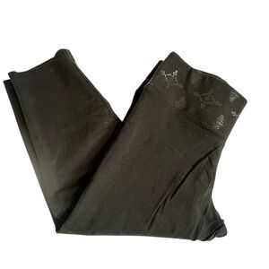 PINK Yoga Victoria's Secret Capri Pants Sz S Black Fold Over Pattered Waistband